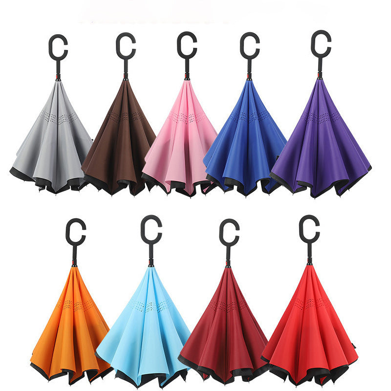 Reverse C handle umbrella
