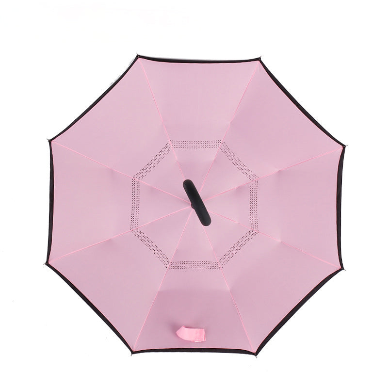 Reverse C handle umbrella